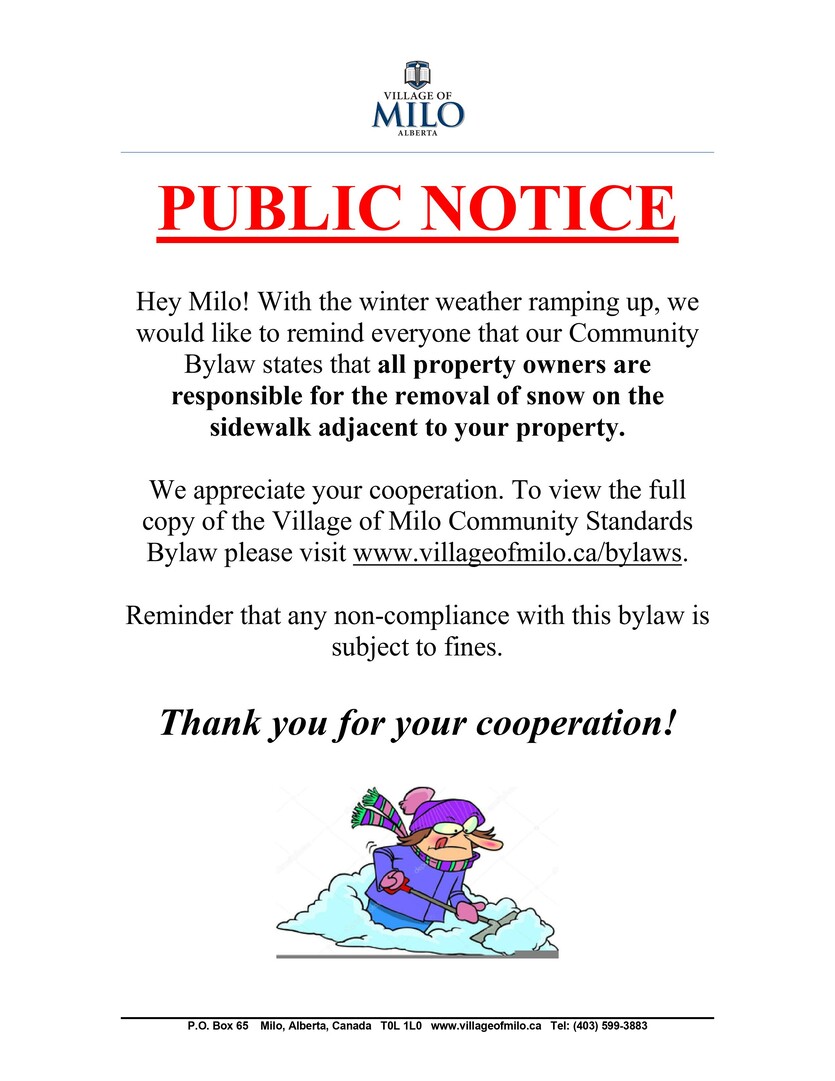 Public Notice - Snow Removal